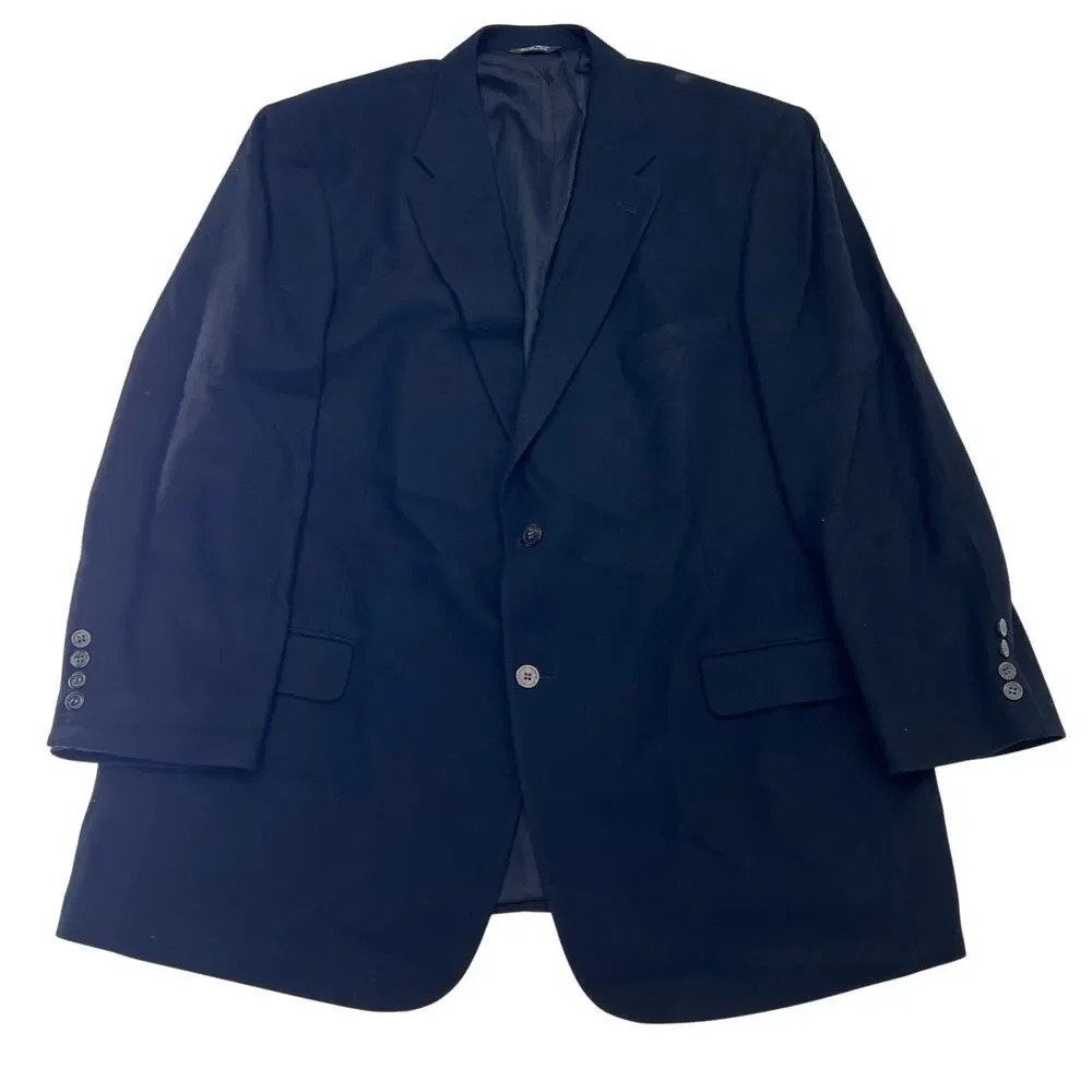 Bill Blass Menswear 100% Cashmere Black Sport Coat Blazer Jacket Luxury Size 48L